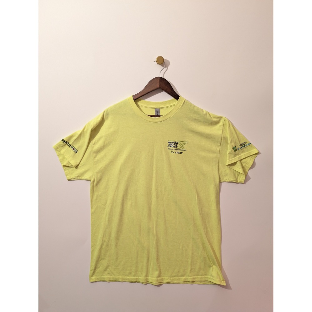 T-Shirt Mens XL Yellow Excellent SuperMotocross TV Crew Racing SMX Tee